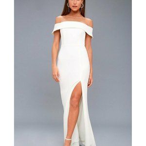 NWT Lulus White Off Shoulder Mermaid Maxi Dress M